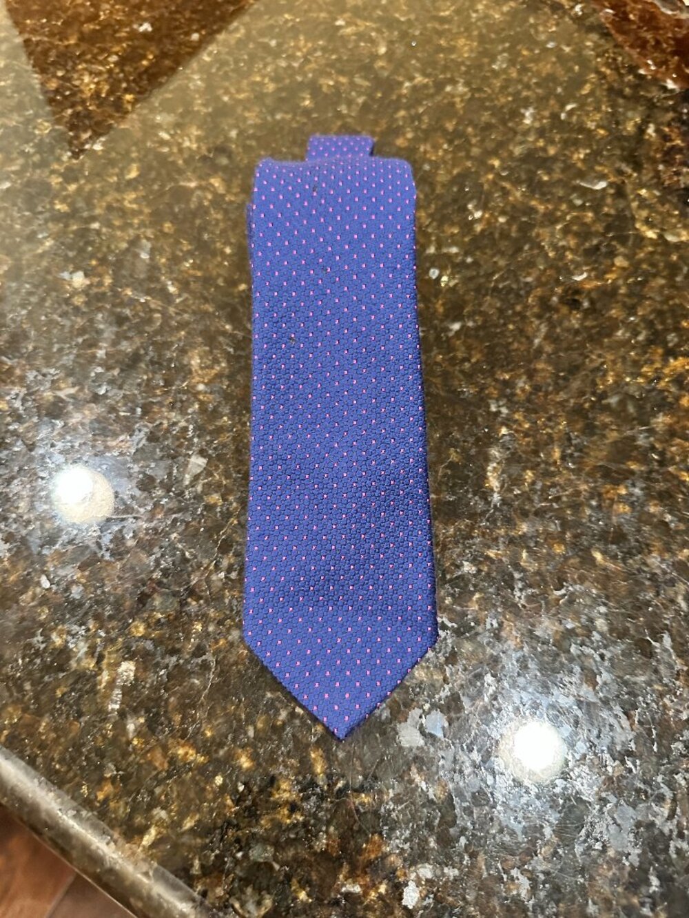 Ted Baker London Wool Silk Tie Purple Pink Polka Dot Textured Micro Dot Matte
